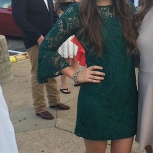 Lace dark forest green dress